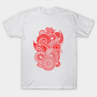 Abstract Mandala design (red on white) T-Shirt